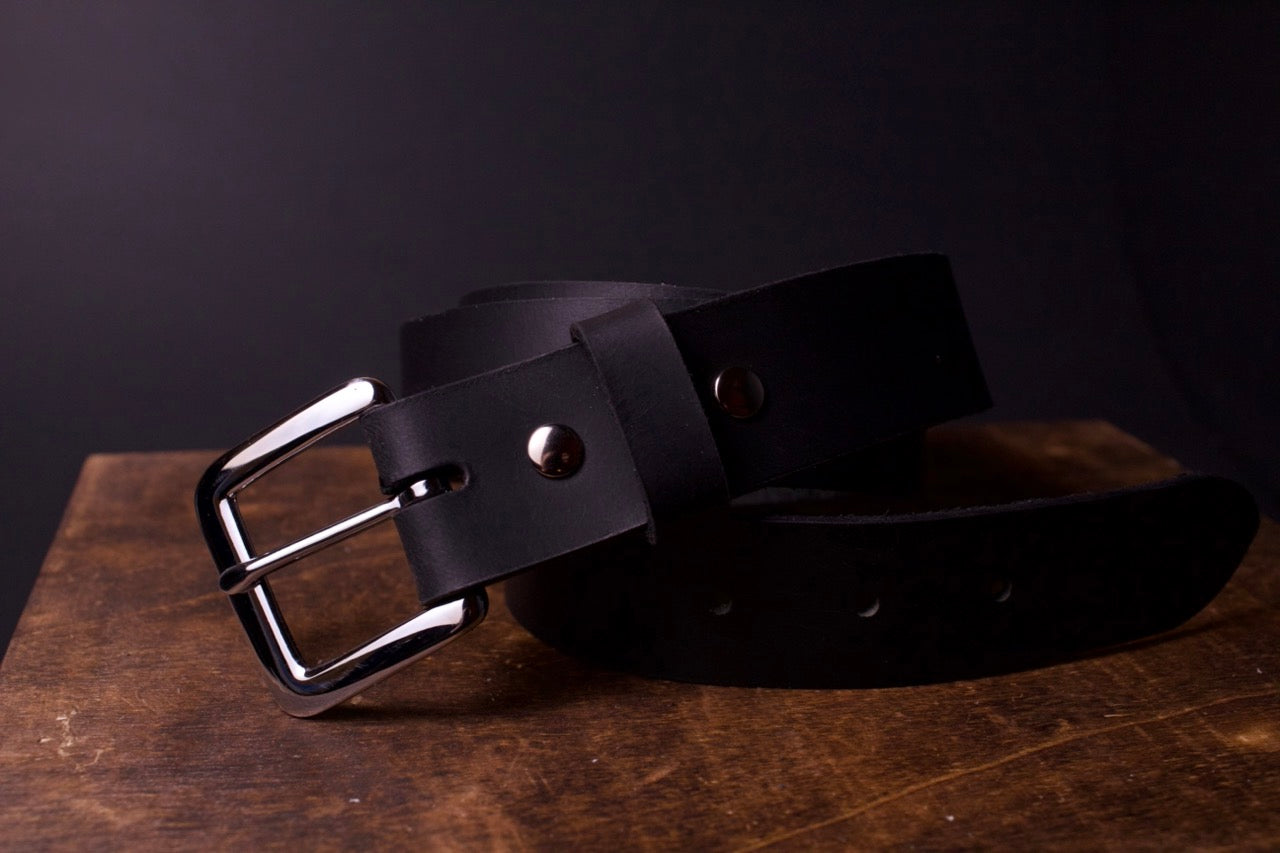 Lady May Women's Leather Belt, black, front right view