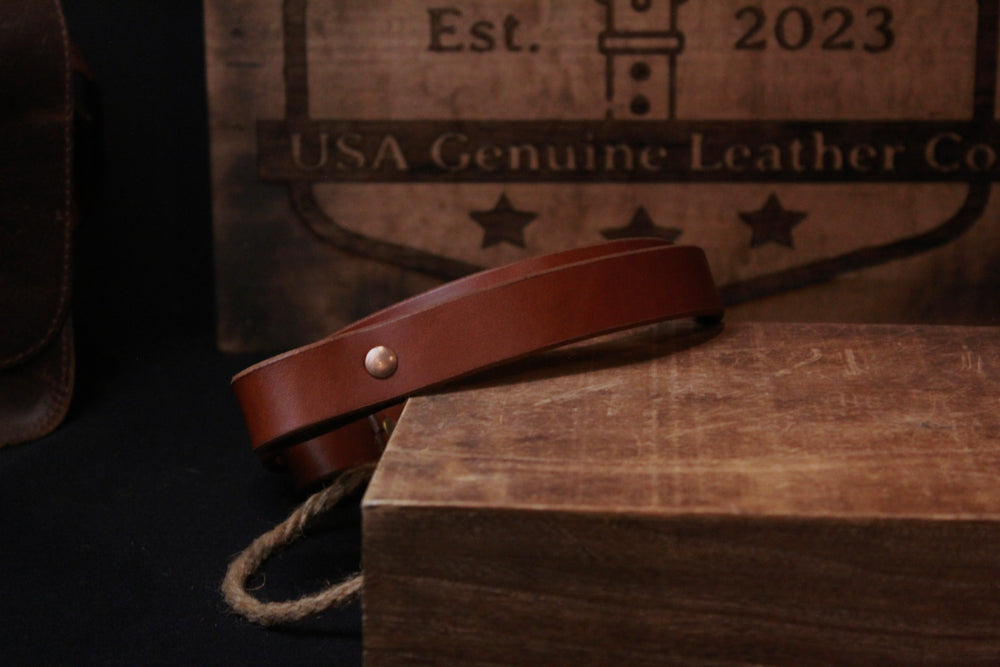 Brown Classic leather Rifle Sling - Classic leather rifle strap - classic leather gun sling - classic leather gun strap - handcrafted, for hunting, front