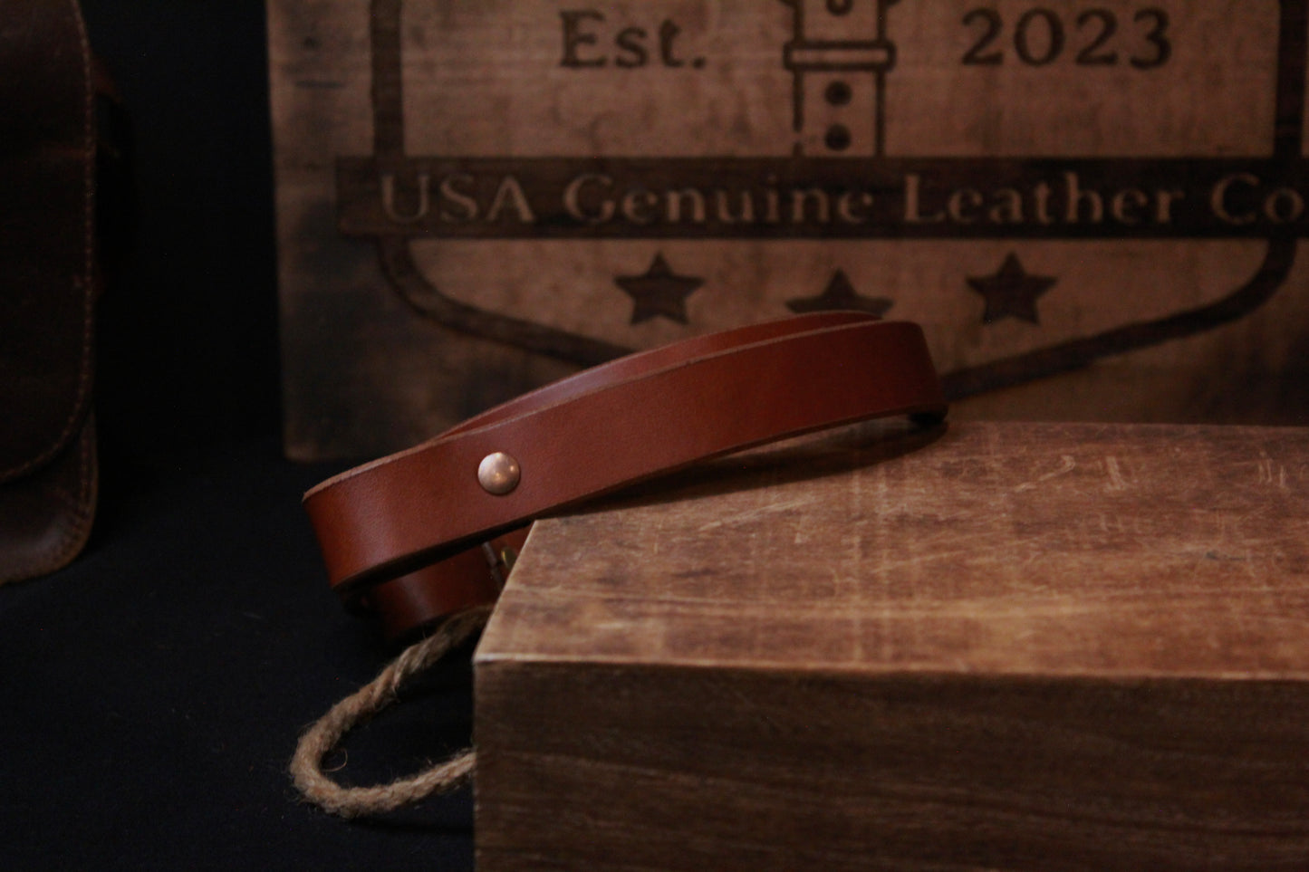 Brown Classic leather Rifle Sling - Classic leather rifle strap - classic leather gun sling - classic leather gun strap - handcrafted, for hunting, front