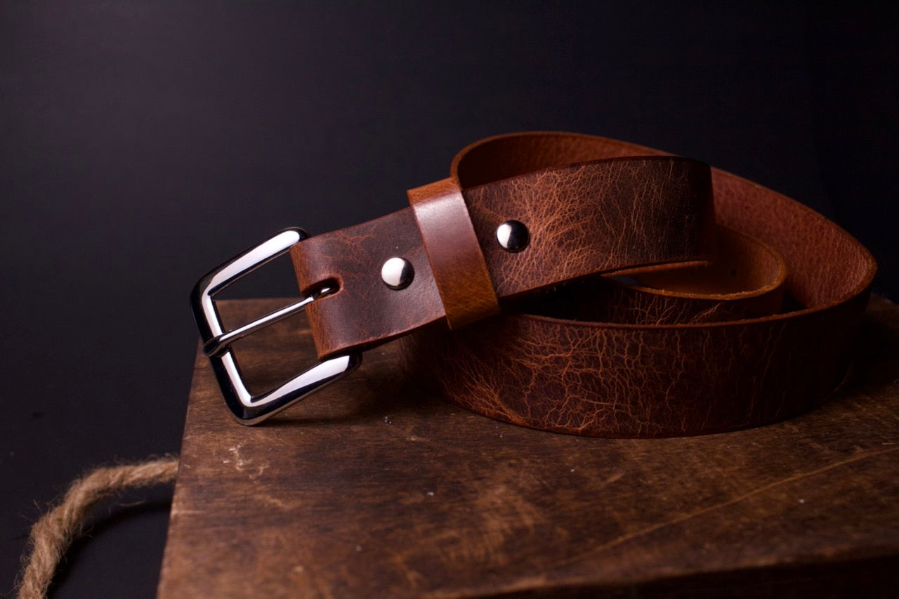 Lady May Women's Leather Belt, brown, front right view