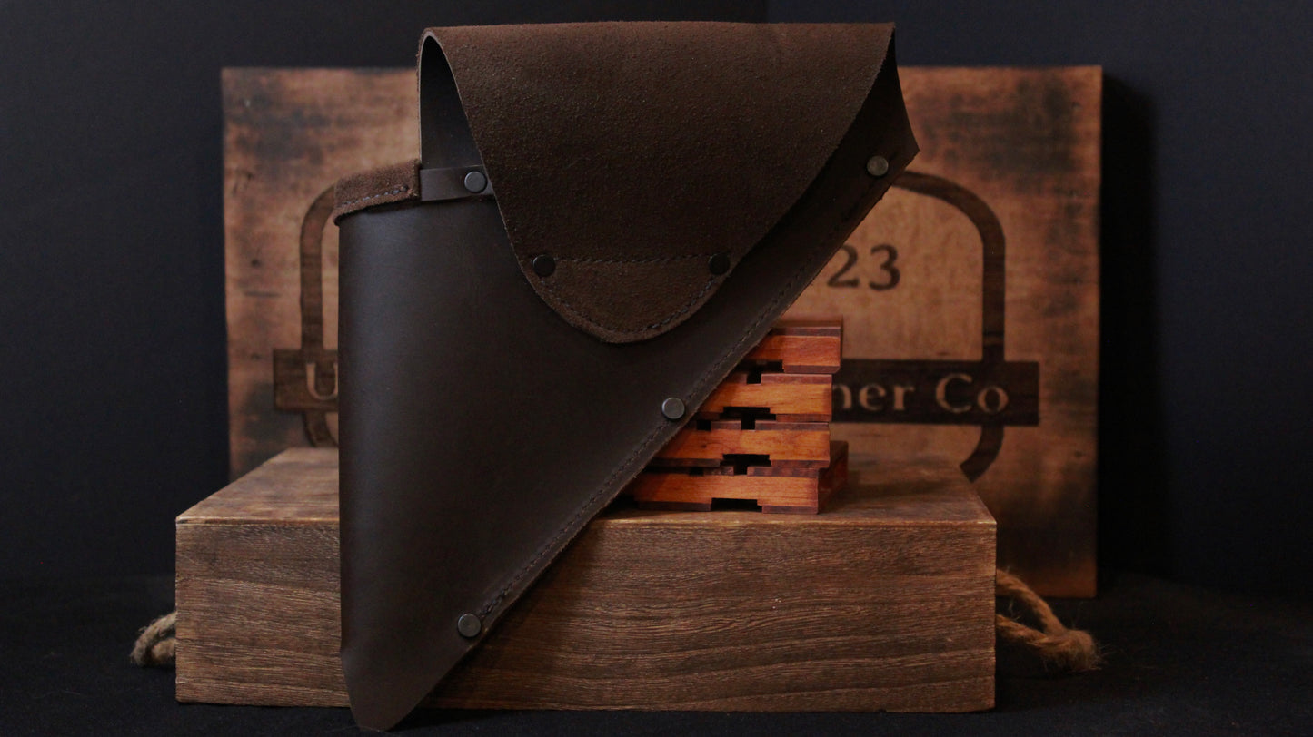 Leather Speed Square Holder, back view empty