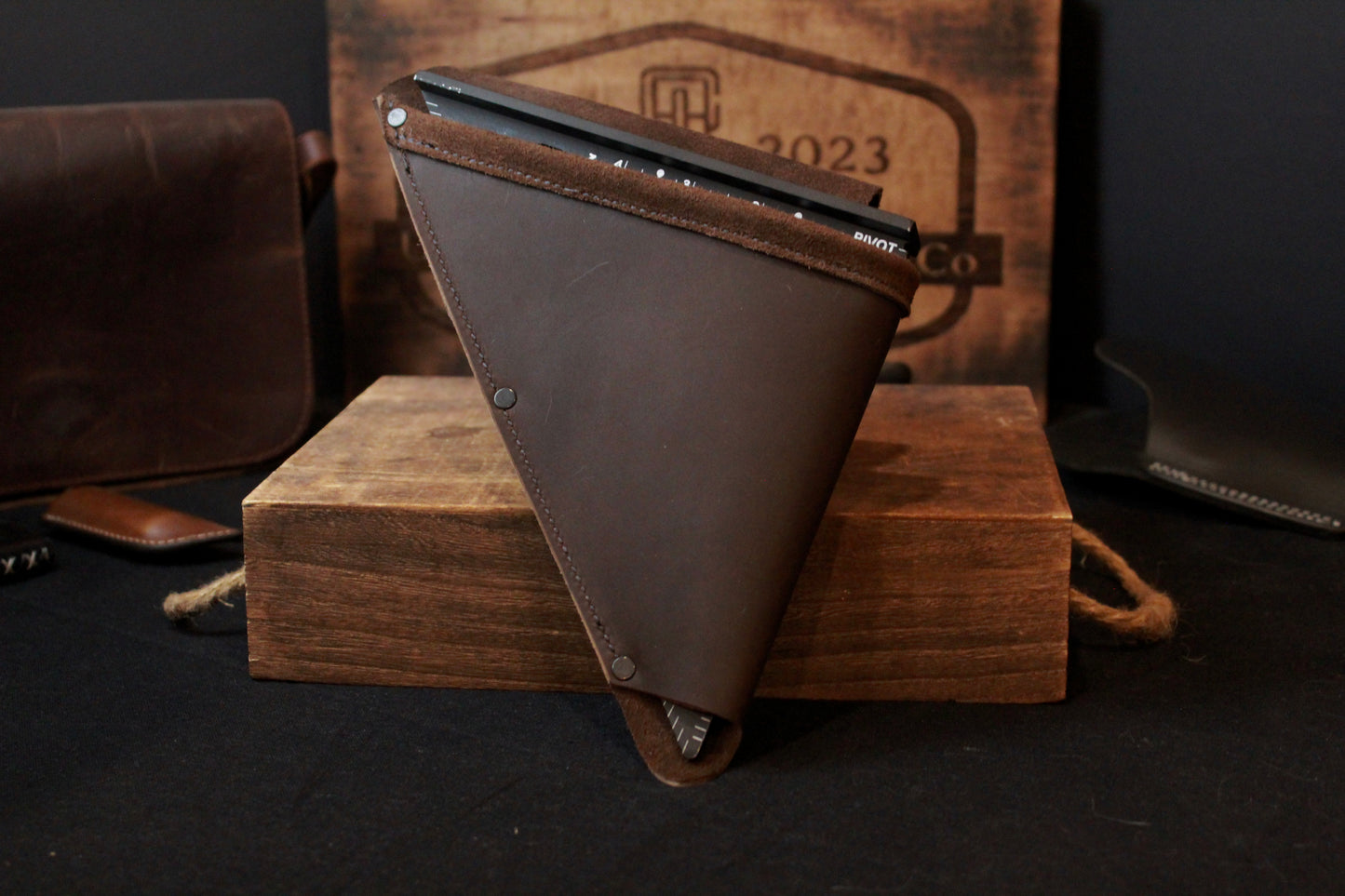 Leather Speed Square Holder, front view