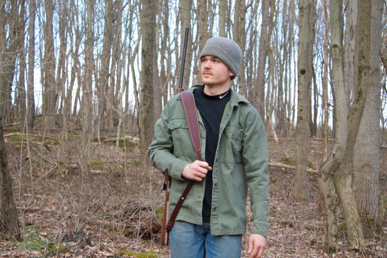 brown Padded leather Gun Strap, brown padded leather rifle sling, carrying, leather rifler strap - leather gun sling - handcrafted