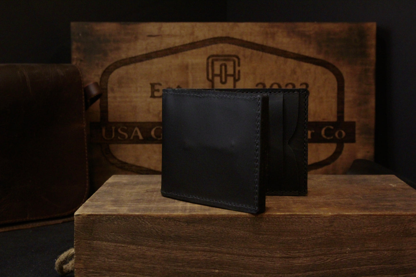 Police Badge Wallet, black, back  view empty