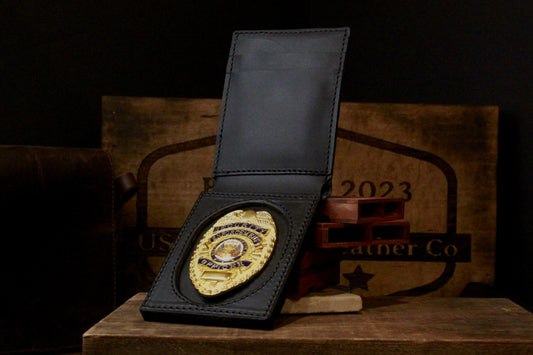 Police Badge Wallet, black, front view open