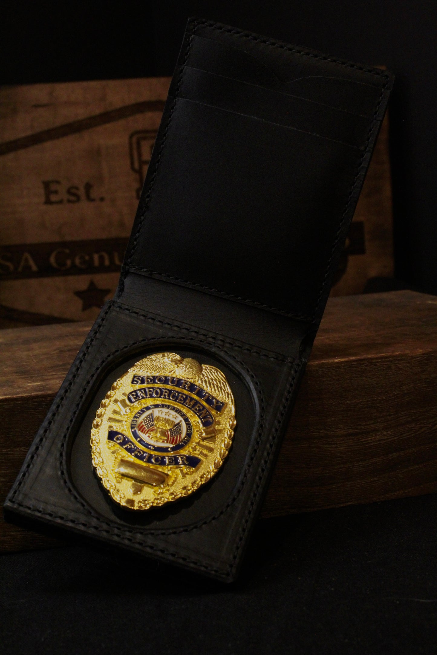Police Badge Wallet, black, inside view 