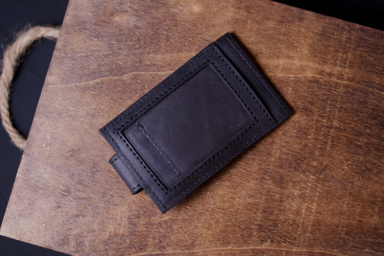 The Cash Magnet Slim Wallet, mens leather wallet, black , back view