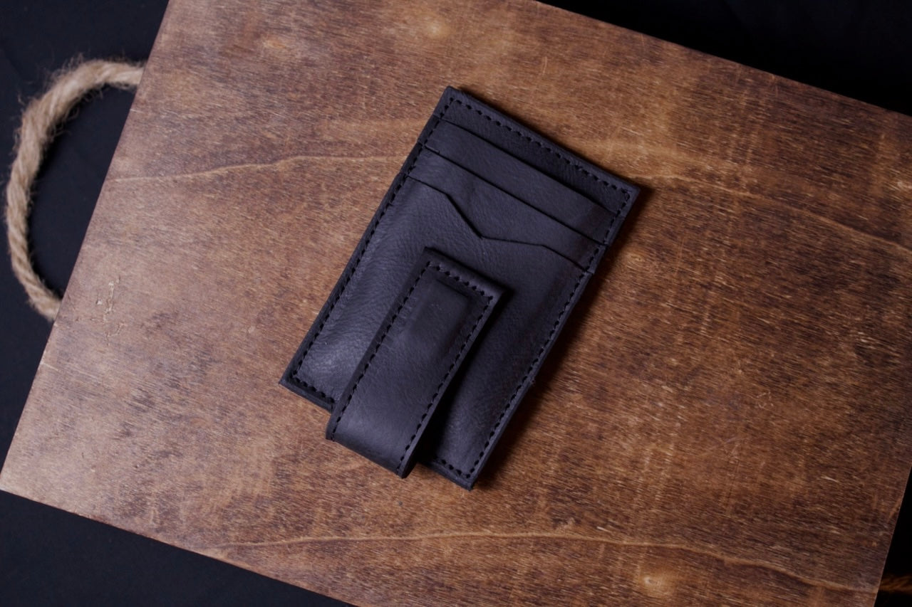 The Cash Magnet Slim Wallet, mens leather wallet, black , top right view