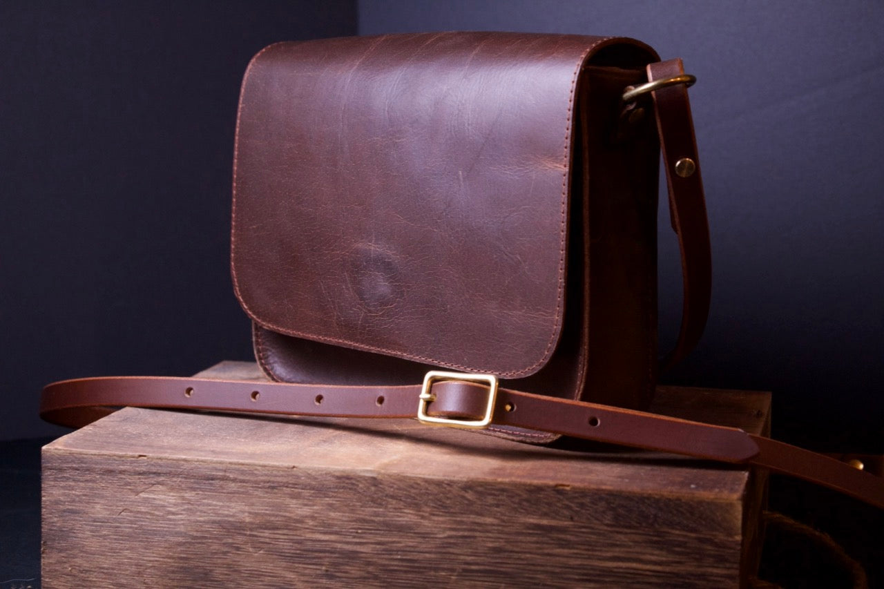 The Dixie Leather Handbag, brown women's purse, front view