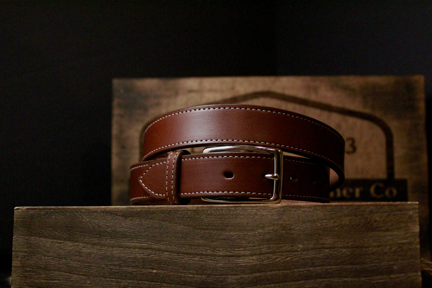 The Presidential mens leather belt , silver, buckled