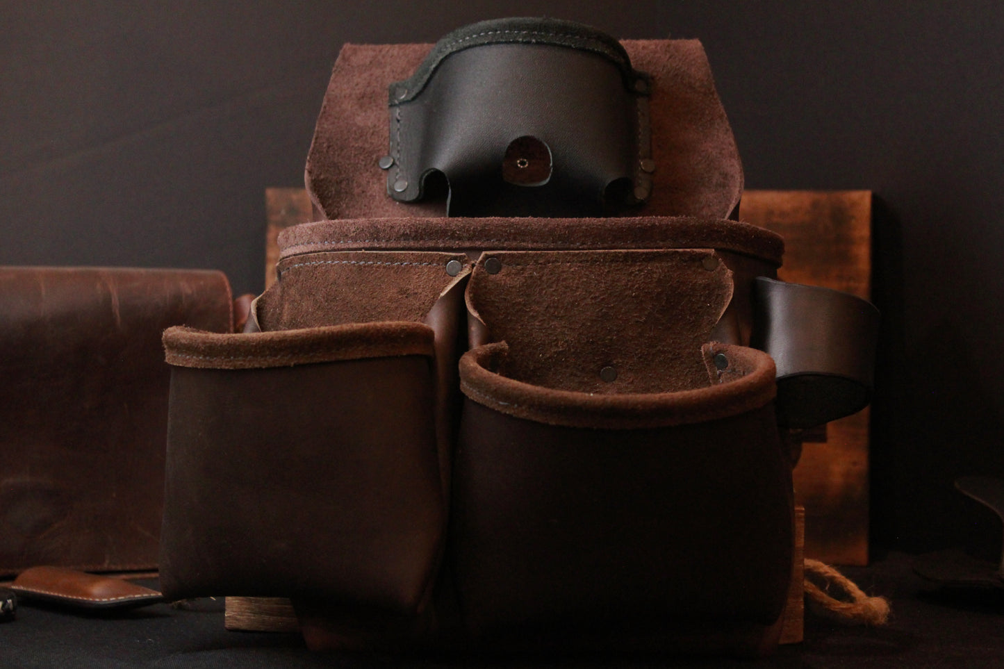 leather Tool Bag, brown, front view