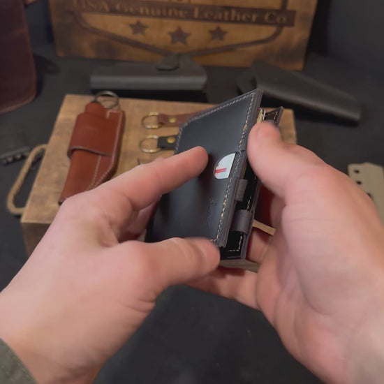 “WTF” Wallet, mens leather wallet, black showcase video, cash trick